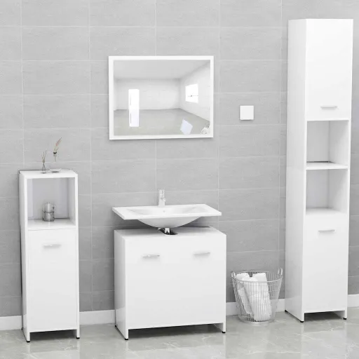 Conjunto de Móveis Casa de Banho Derivados de Madeira Branco