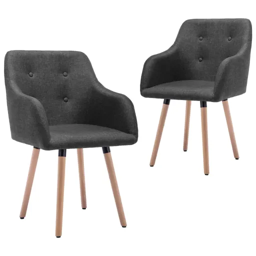 Cadeiras de Jantar   Tecido Cinzento-Escuro (2 pcs)