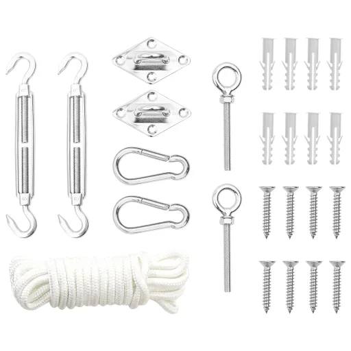 Conjunto de Acessórios p/ para-Sol Vela Aço Inoxidável (9 pcs)