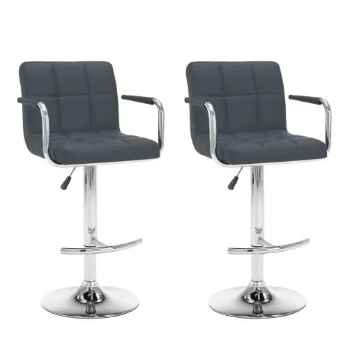 Bancos de Bar   Couro Artificial Cinzento (2 pcs)