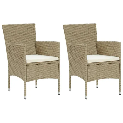 Cadeiras de Jantar para Jardim   Vime PE Bege (2 pcs)