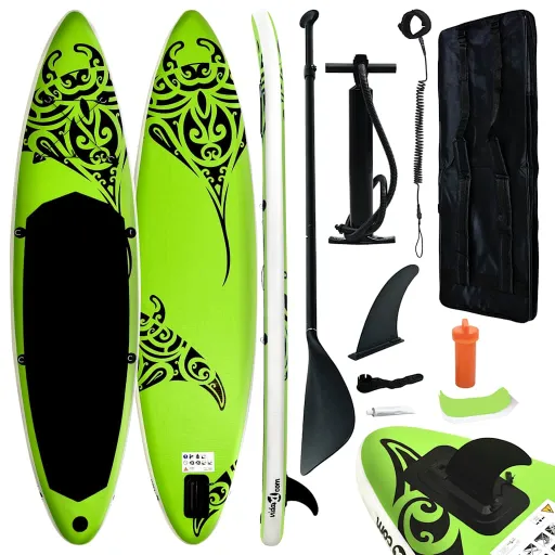 Conjunto Prancha de Paddle SUP Insuflável 320x76x15 cm Verde