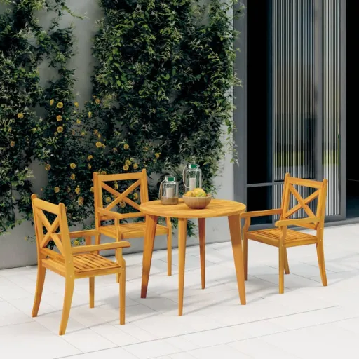 Cadeiras de Jantar de Exterior   Madeira de Acácia Maciça (3 pcs)