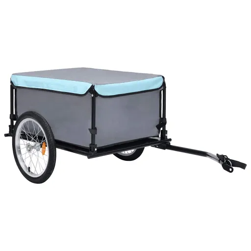 Reboque de Carga para Bicicleta 65 kg Cinzento e Azul