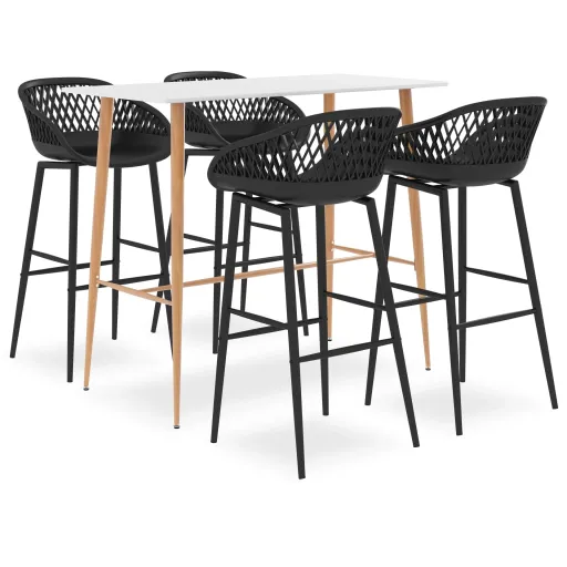 Conjunto de Bar Branco e Preto (5 pcs)