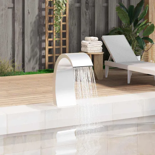 Fonte de Piscina 22x60x70 cm Aço Inoxidável 304