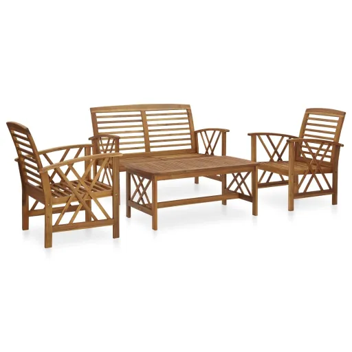 Conjunto Lounge de Jardim Madeira de Acácia Maciça (4 pcs)