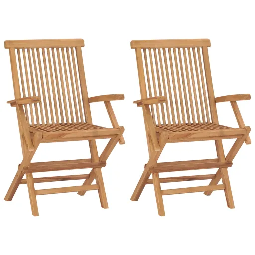 Cadeiras de Jardim Dobráveis   Madeira de Teca Maciça (2 pcs)