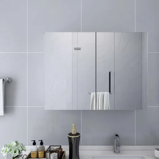 Armário Espelhado Casa de Banho 80x15x60 cm MDF Branco
