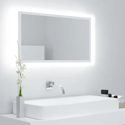 Espelho de Casa de Banho c/ LED 80x8,5x37 cm Acrílico Branco
