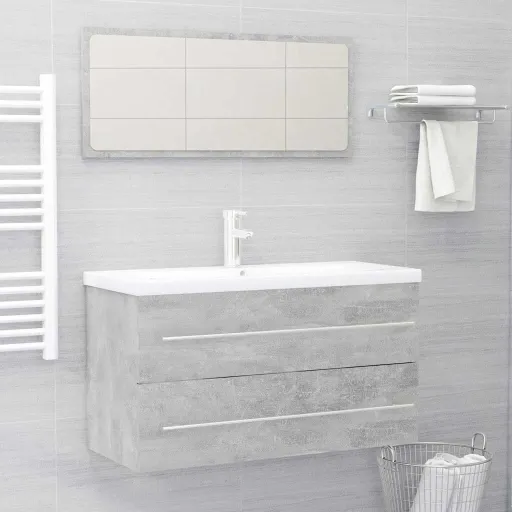 Conj. Móveis Casa de Banho Contraplacado Cinzento Cimento  (2 pcs)