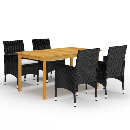 Conjunto de Jantar para Jardim Preto (5 pcs)
