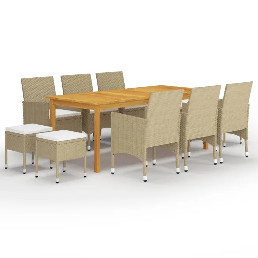 Conjunto de Jantar para Jardim Bege (11 pcs)