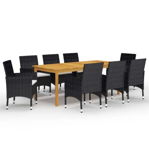 Conjunto de Jantar para Jardim Preto (9 pcs)