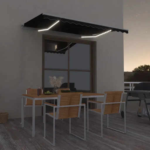 Toldo Retrátil Manual com LED 300x250 cm Antracite