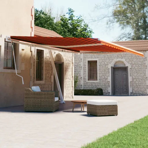 Toldo Retrátil Manual Independente 600x300cm Laranja e Castanho