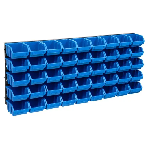 Kit Caixas Arrumação com Painéis de Parede Azul e Preto (48 pcs)