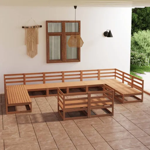 Conjunto Lounge de Jardim Pinho Maciço (12 pcs)