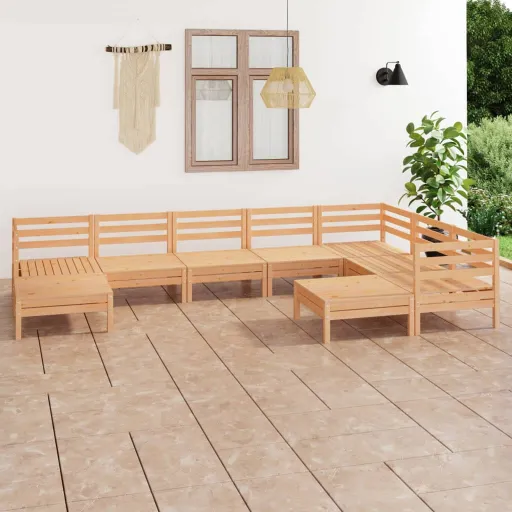 Conjunto Lounge de Jardim Pinho Maciço (9 pcs)