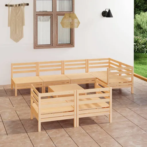 Conjunto Lounge de Jardim Pinho Maciço (8 pcs)