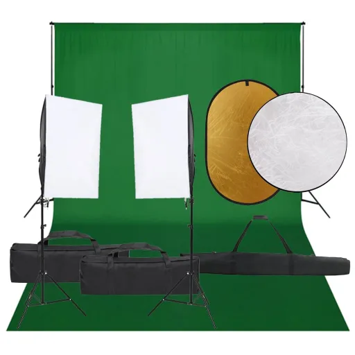 Kit Estúdio Fotográfico c/ Conj. de Iluminação/Fundo/Refletor