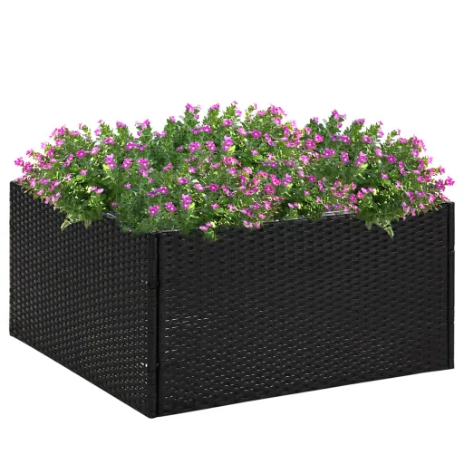 Vaso/Floreira de Jardim 80x80x40 cm Vime PE Preto