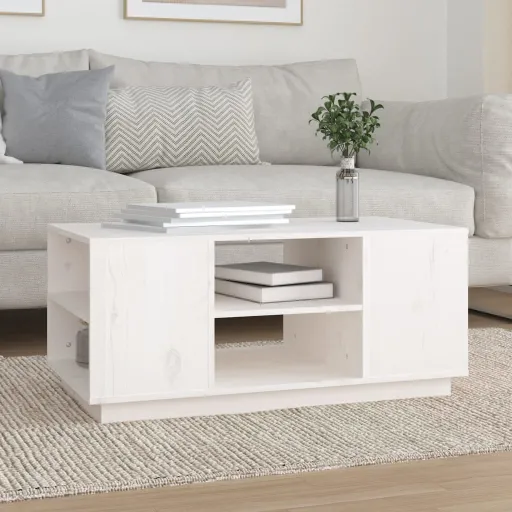 Mesa de Centro 90x49x40,5 cm Madeira de Pinho Maciça Branco