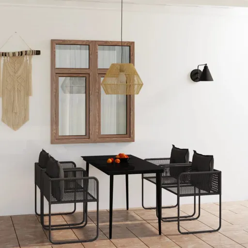 Conjunto de Jantar para Jardim Preto (5 pcs)