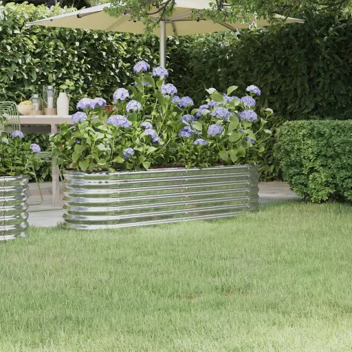 Canteiro Elevado Jardim 152x40x36cm Aço Galvanizado Prateado