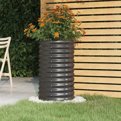 Vaso/Floreira de Jardim Aço Galvanizado 40x40x68cm Antracite