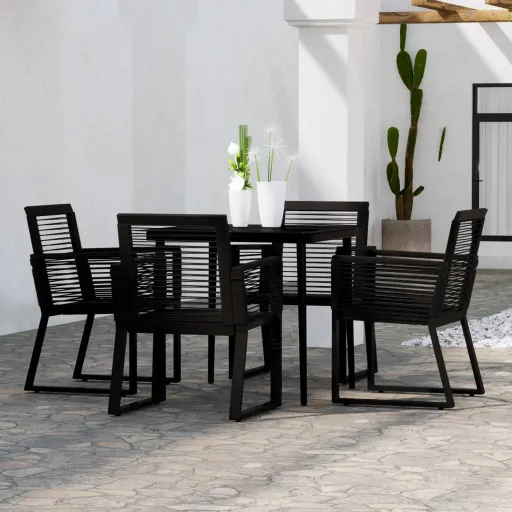 Conjunto de Jantar para Jardim Preto (5 pcs)