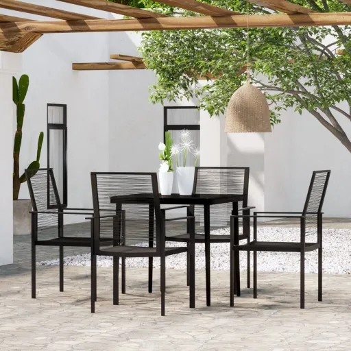 Conjunto de Jantar para Jardim Preto (5 pcs)