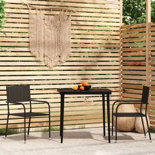 Conjunto de Jantar para Jardim Preto (3 pcs)