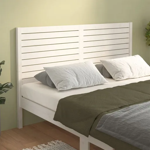Cabeceira de Cama 166x4x100 cm Pinho Maciço Branco