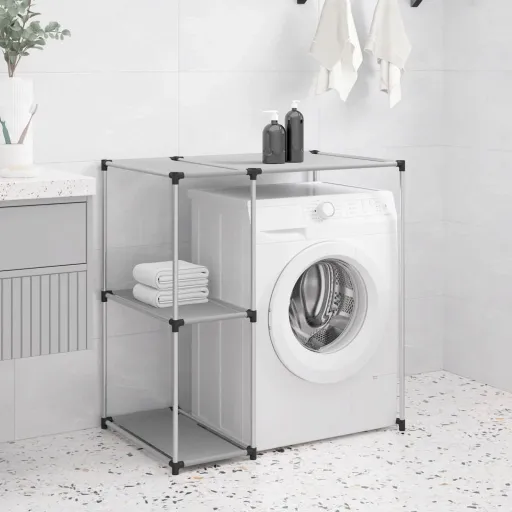 Estante de Arrumação p/ Máquina de Lavar Roupa Ferro Cinza
