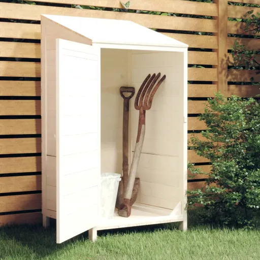 Abrigo de Jardim 55x52x112 cm Madeira de Abeto Maciça Branco