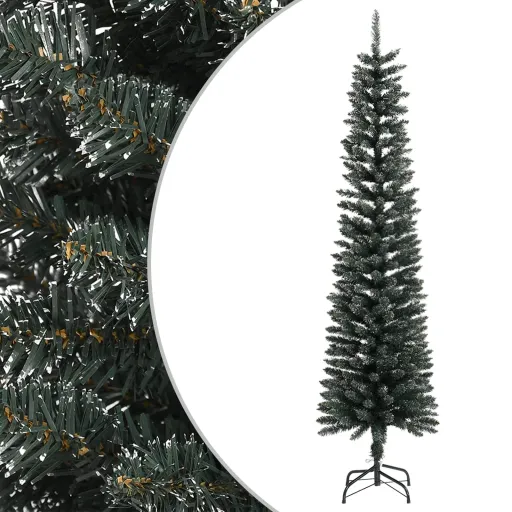 Árvore de Natal Artificial Fina com Suporte 210 cm PVC Verde