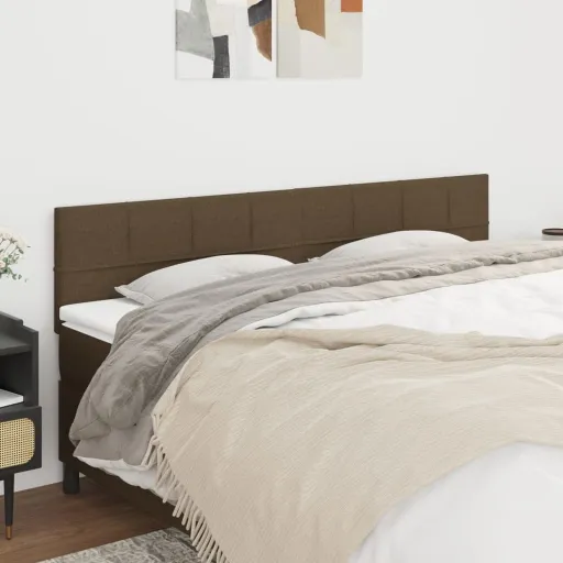 Cabeceira de Cama   Tecido 90x5x78/88 cm Castanho (2 pcs)