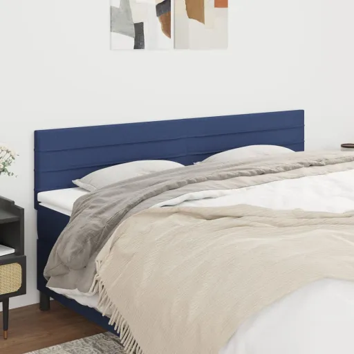 Cabeceira de Cama   Tecido 80x5x78/88 cm Azul (2 pcs)