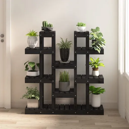 Suporte para Plantas 104,5x25x109,5 cm Pinho Maciço Preto