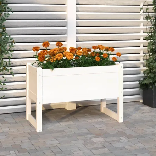 Vaso/Floreira 78x40x52 cm Pinho Maciço Branco