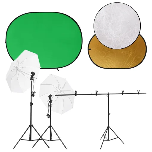 Kit Estúdio Fotográfico c/ Conj. Iluminação/Tela/Fundo/Refletor
