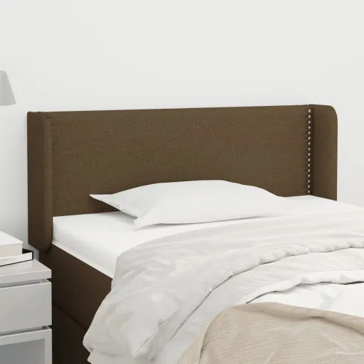 Cabeceira de Cama c/ Abas Tecido 103x16x78/88cm Castanho-Escuro