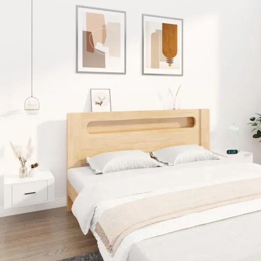 Mesas de Cabeceira Parede   50x36x25 cm Branco Brilhante (2 pcs)
