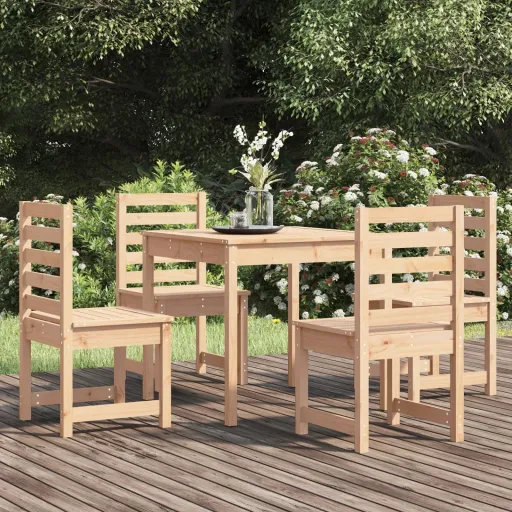 Conjunto de Jantar p/ Jardim Madeira de Pinho Maciça (5 pcs)
