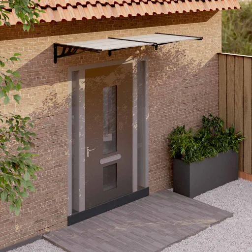 Toldo para Porta 199x90 cm Policarbonato Preto/Transparente