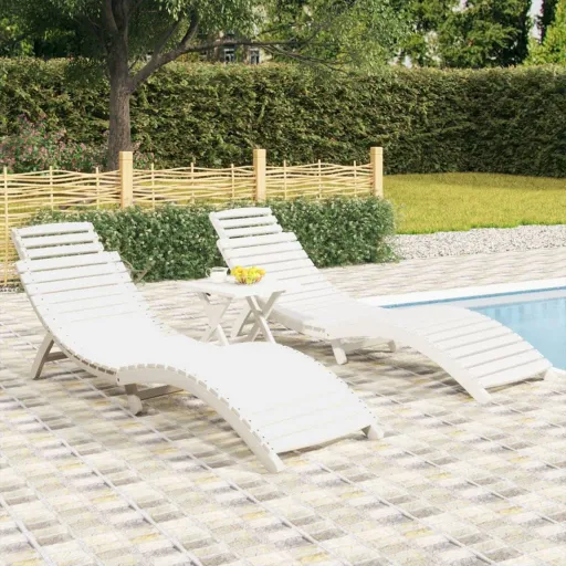 Espreguiçadeiras   184x55x64 cm Acácia Maciça Branco (2 pcs)