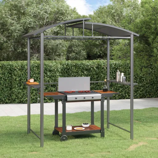 Gazebo Churrasco Prateleiras Laterais 210x114x230 Aço Antracite