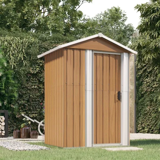 Abrigo de Jardim Castanho 126x97,5x177 cm Aço Galvanizado
