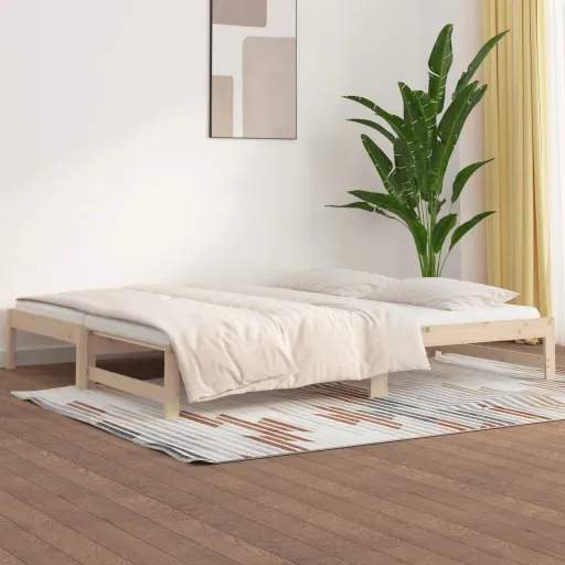 Sofá-Cama de Puxar 2x(80x200) cm Madeira de Pinho Maciça